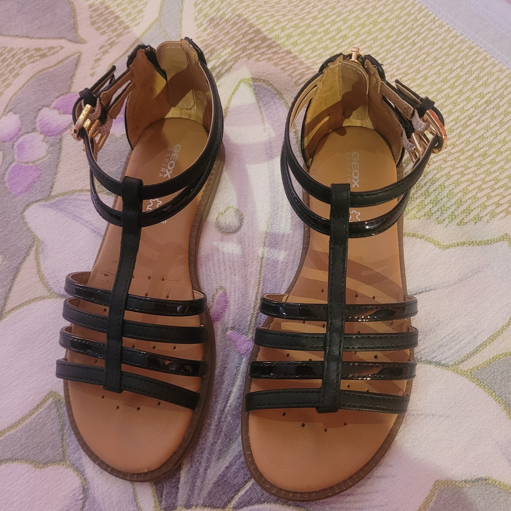 Geox Black and Tan Strappy Sandals